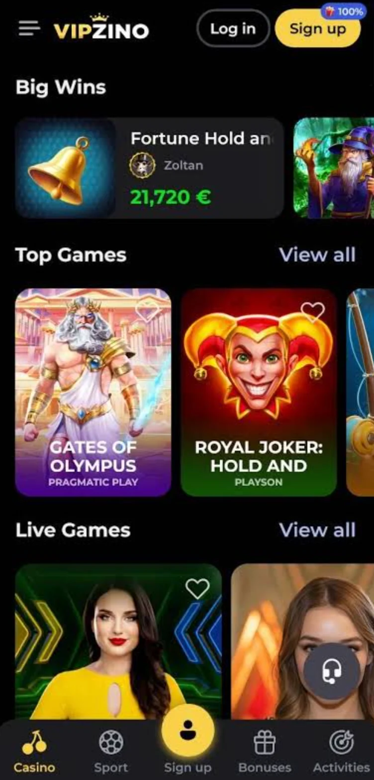 Vipzino mobile app